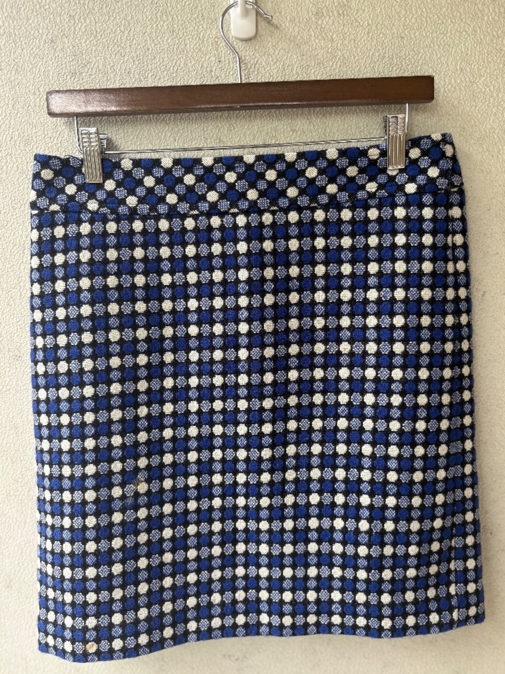 Talbots Petite Wool Blend Geometric Mini Skirt Blue Black Ivory 6P
